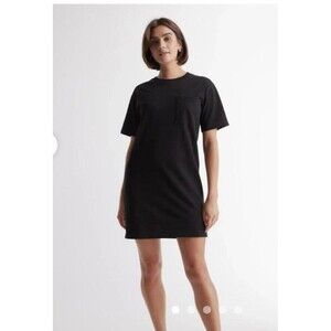 Quince 100% Organic Cotton Relaxed T-Shirt Dress Women’s Small Black S/Sleeves